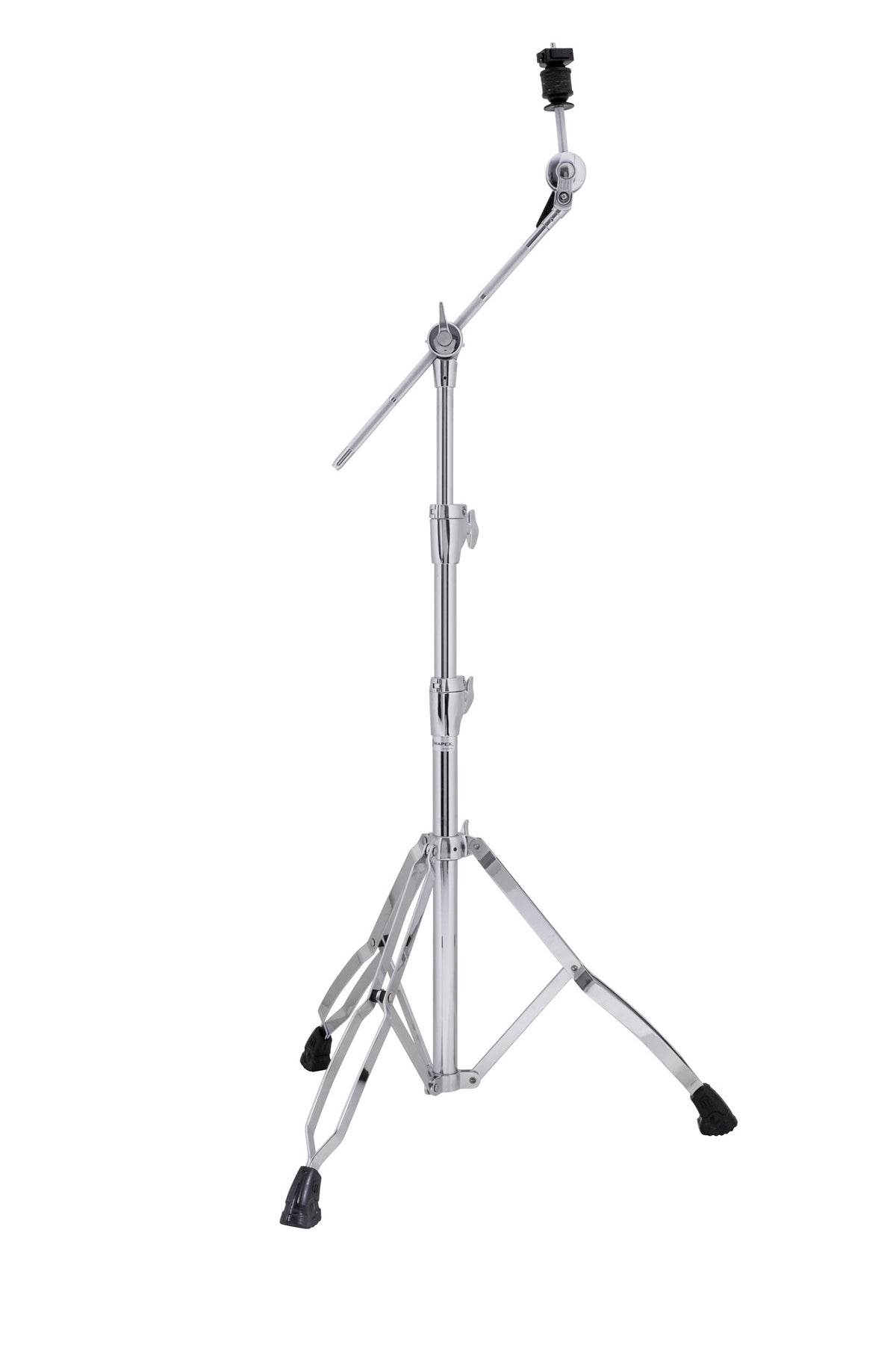Support cymbale perche Armory, serrage Quick-Lock, perchette escamotable, réglages complets, double embase, chrome