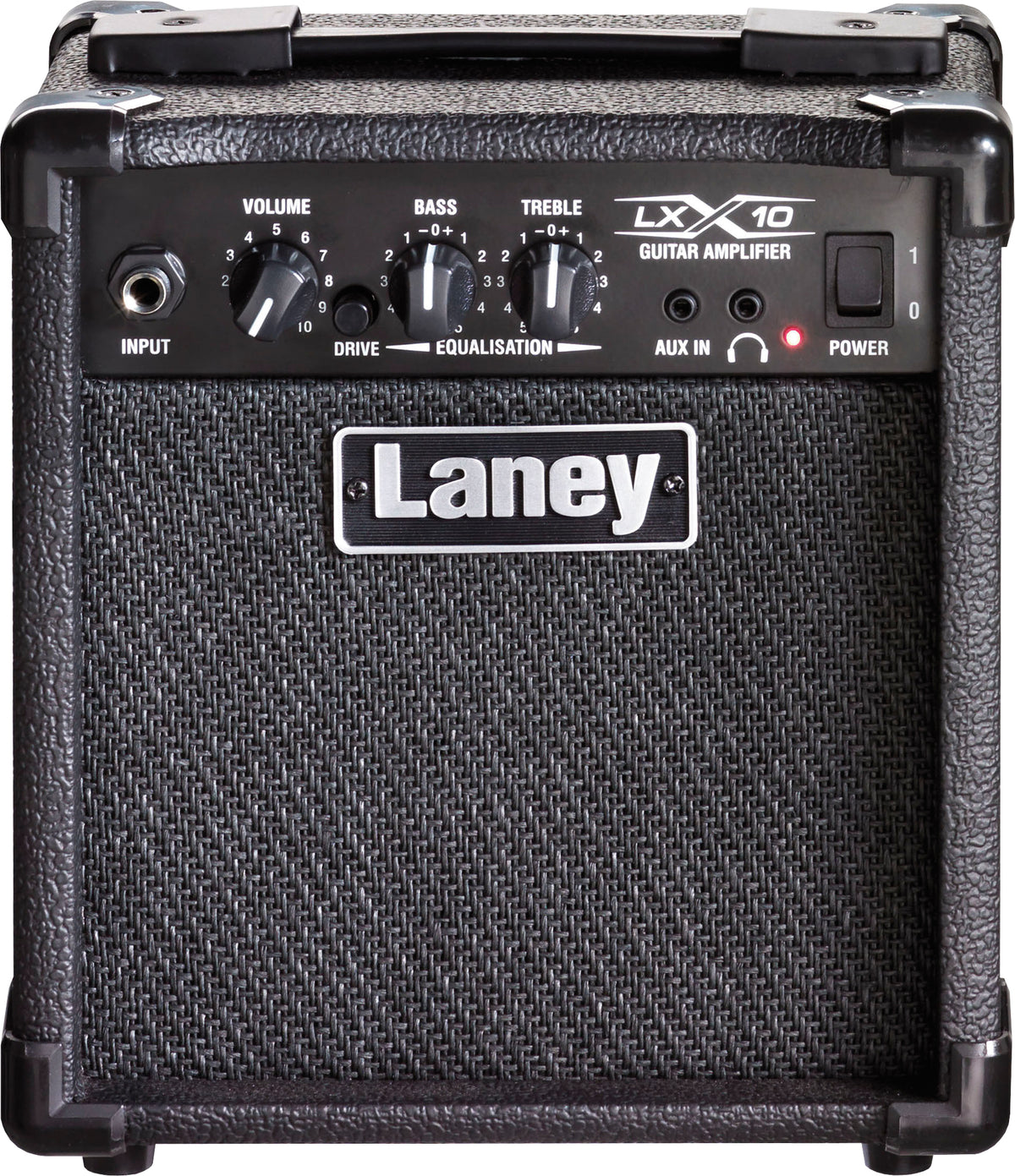 Ampli guitare électrique 10W, 1x HP 5", 1 canal avec switch Drive, entrée jack, EQ 2 bandes, entrée auxiliaire, noir