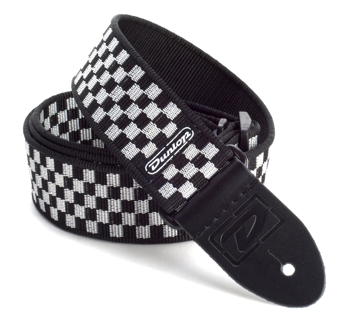 Courroie nylon modèle ECHEQUIER, largeur 5 cm (noir & blanc)
