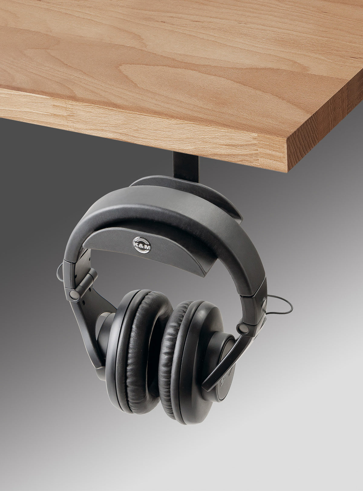 Support pour casque audio, acier, montage sous table (2 vis incluses), largeur 10 cm, poids 0.175 kg, noir