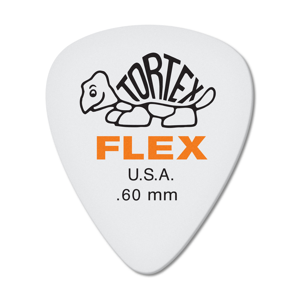 Sachet de 12 médiators TORTEX FLEX STANDARD 060 (blanc, logo orange)