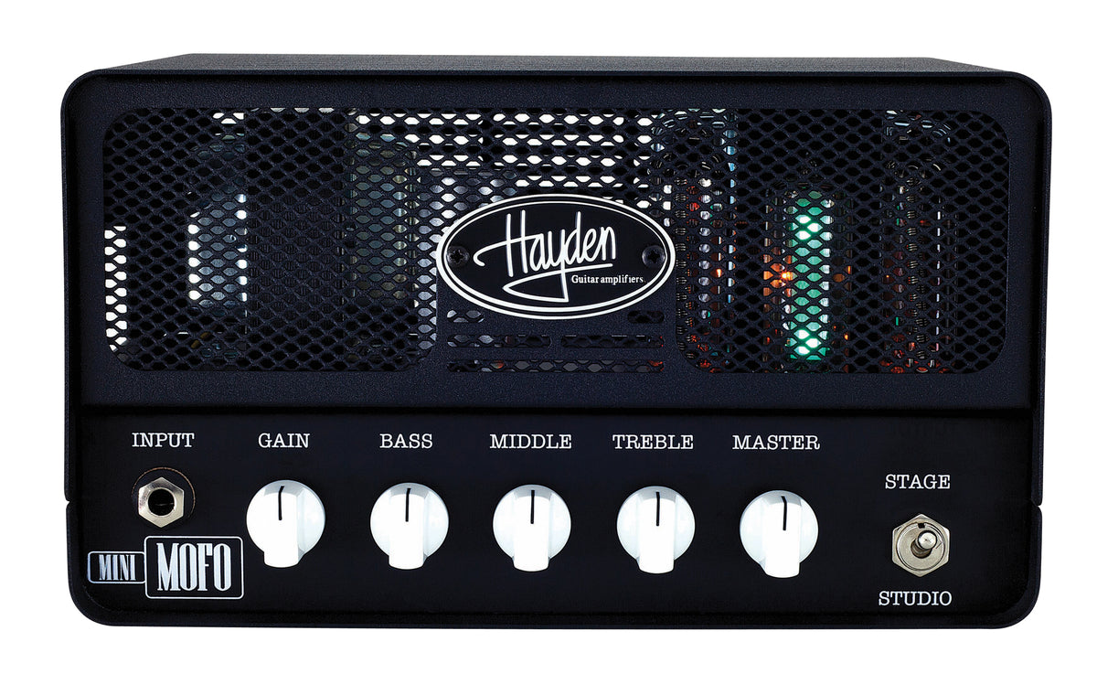 Tête guitare à lampes MINI MOFO, 15W (2x EL84) en mode Stage, 2W en mode Studio, préampli à lampe, EQ 3 bandes, housse, 4.7 kg