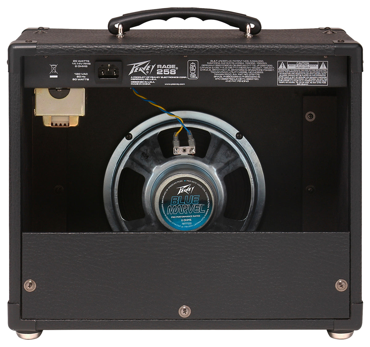 Ampli guitare 25W, HP 1x 8", 2 canaux, EQ 3 bandes, sélecteur Modern/Vintage, entrée auxiliaire, sortie casque, finition noir