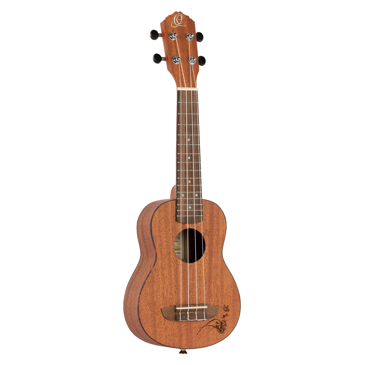RU5MM-SO, modèle Soprano, table sapele avec motif, fond & éclisses sapele, manche acajou, naturel satiné