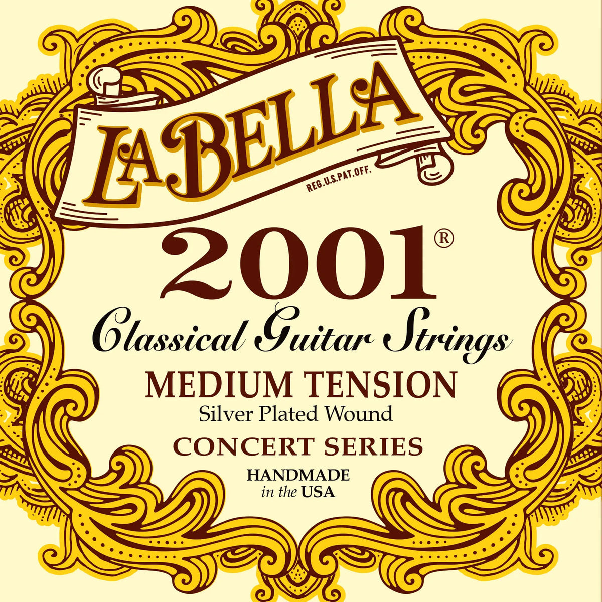 Jeu pour guitare classique 2001 CLASSICAL, aigus nylon, basses filées plaqué argent, tension Medium