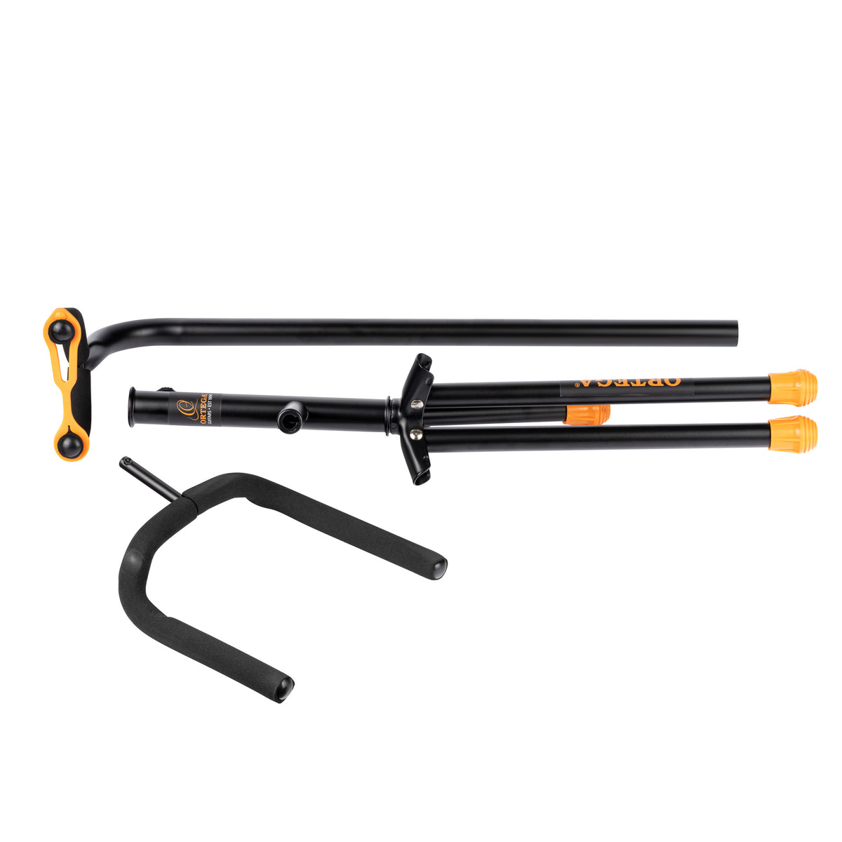 Support pour guitares, solide et léger, repliable, étriers avec revêtement néoprène, noir et orange