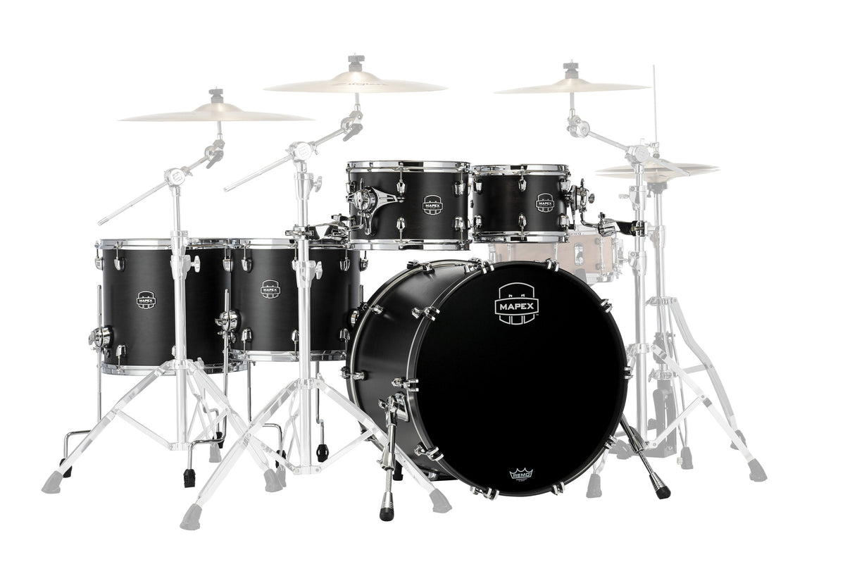 Batterie Saturn STUDIOEASE, 5 fûts en érable et noyer, sans accessoires, Satin Black