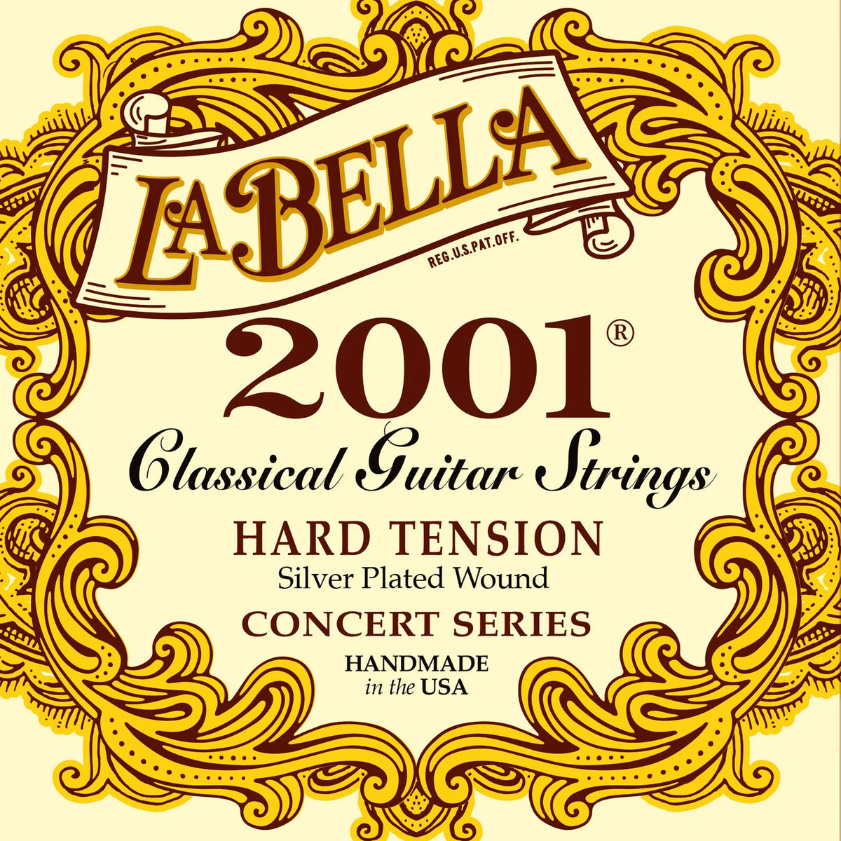 Jeu pour guitare classique 2001 CLASSICAL, aigus nylon, basses filées plaqué argent, tension Hard