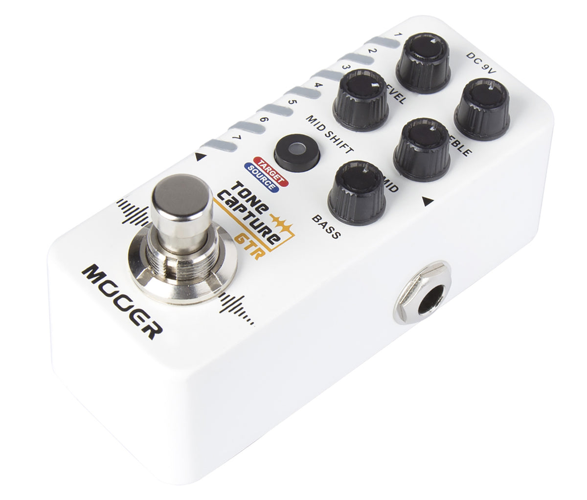 Pédale TONE CAPTURE, EQ pour guitares, permet de capture le son d'une guitare cible, boîtier métal, true/buffered bypass, blanc