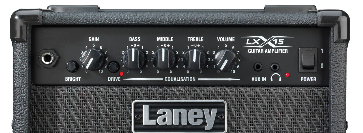 Ampli guitare électrique 15W, 2x HP 5", 1 canal avec Drive commutable, EQ 3 bandes, switch Bright, entrée aux, 6.5 kg, noir