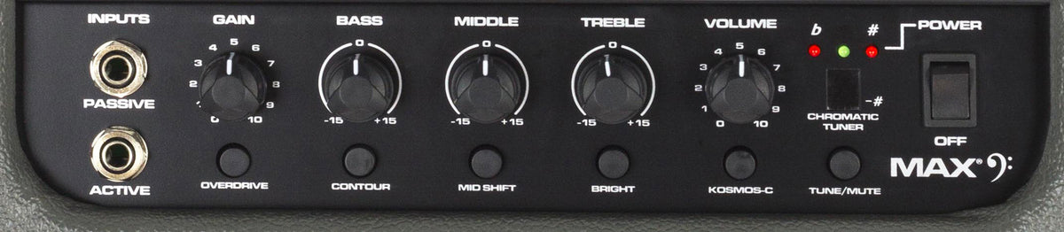 Ampli basse électrique 120W, HP 1x 12" Premium, EQ 3 bandes, entrée auxiliaire, sortie DI, finition noir