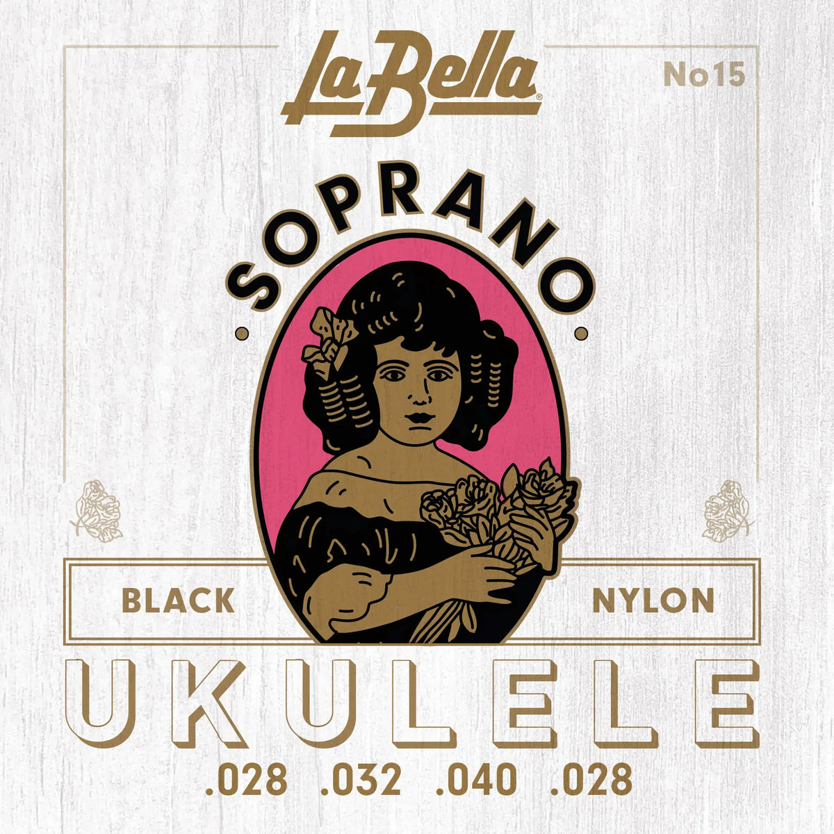 Jeu pour ukulélé soprano BLACK NYLON, nylon noir haute qualité (28-32-40-28)