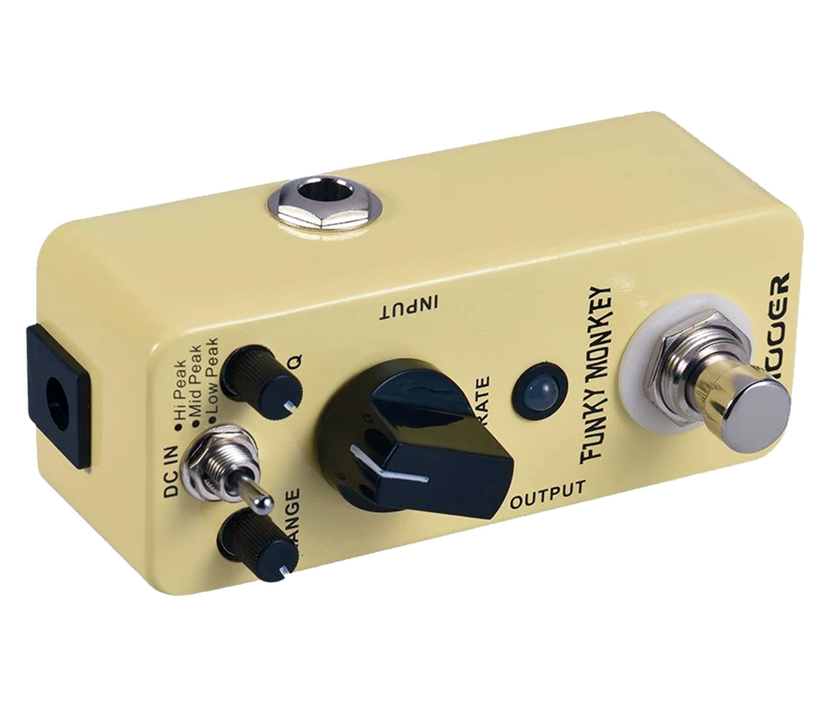 Pédale FUNKY MONKEY, wah-wah numérique automatique 3 modes peak (Hi/Mid/Low), boîtier métal, true bypass, jaune