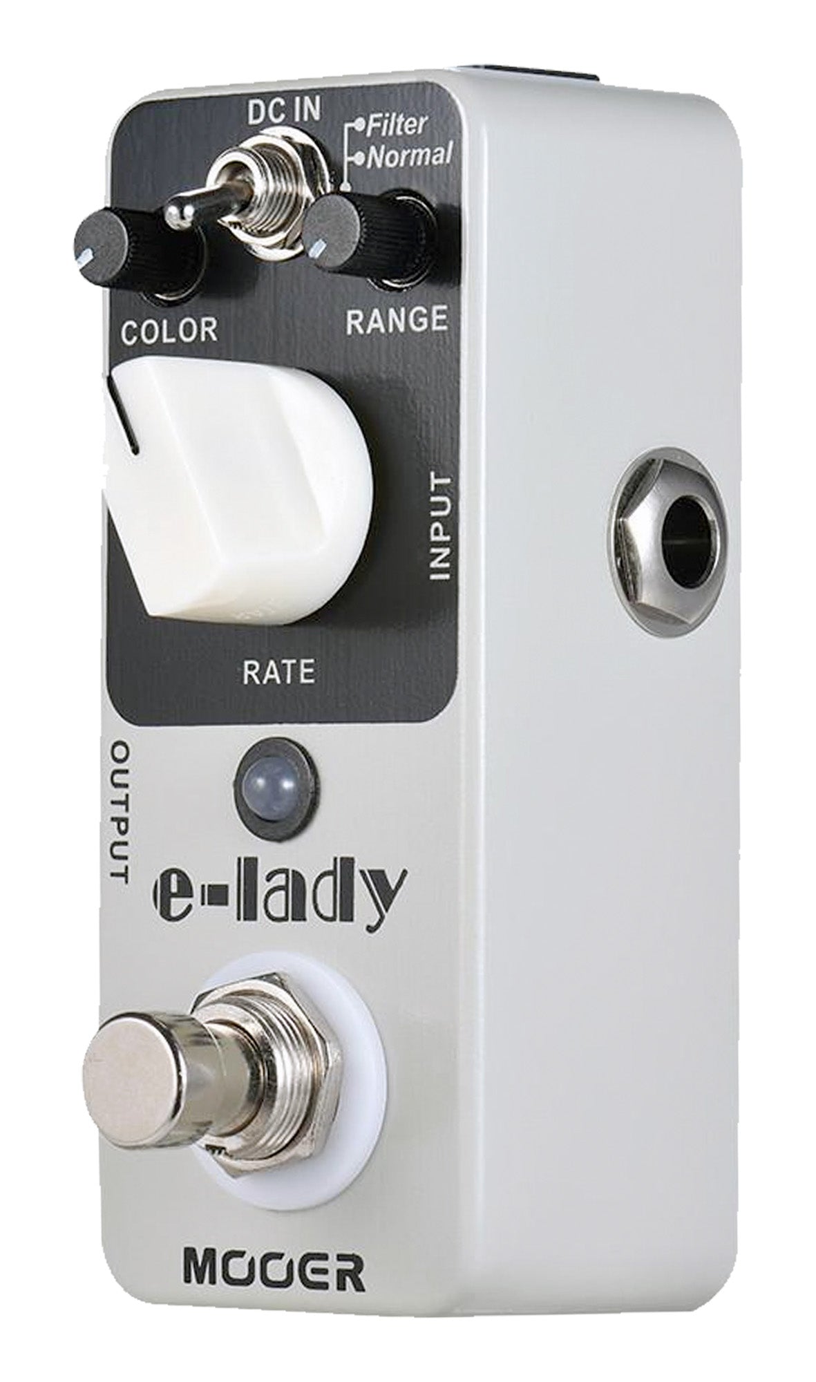 Pédale E-LADY, flanger analogique 2 modes (Normal/Filter), boîtier métal, true bypass, gris