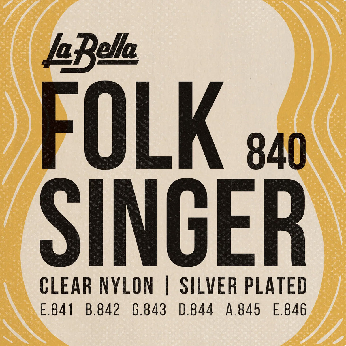Jeu pour guitare classique FOLKSINGER 840, aigus nylon clair, basses filées plaqué argent, avec boules