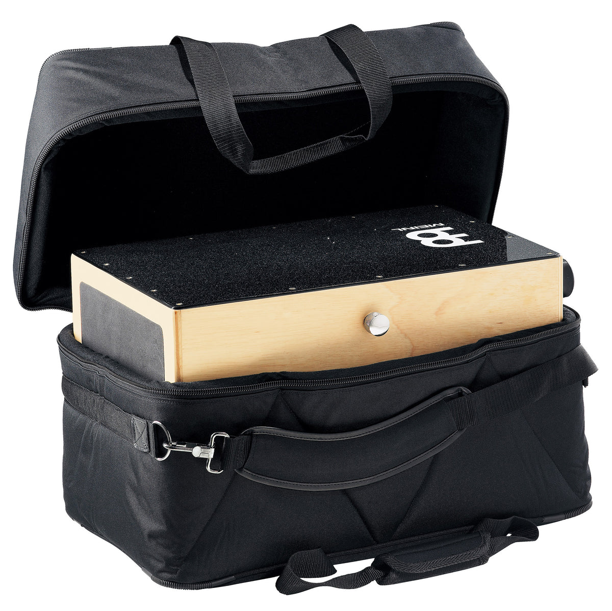 Housse cajon pro, nylon rembourré, poignée, sangle rembourrée, poche externe, 52x30.5x30.5cm, noir