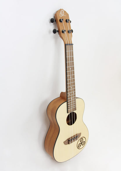 RFEU-3, exclu France, modèle Concert, table épicéa motif Triskell, fond & éclisses sapele, manche acajou, naturel satiné