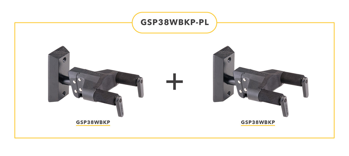 Pack de deux supports muraux pour guitare GSP38WBK-PLUS, noir