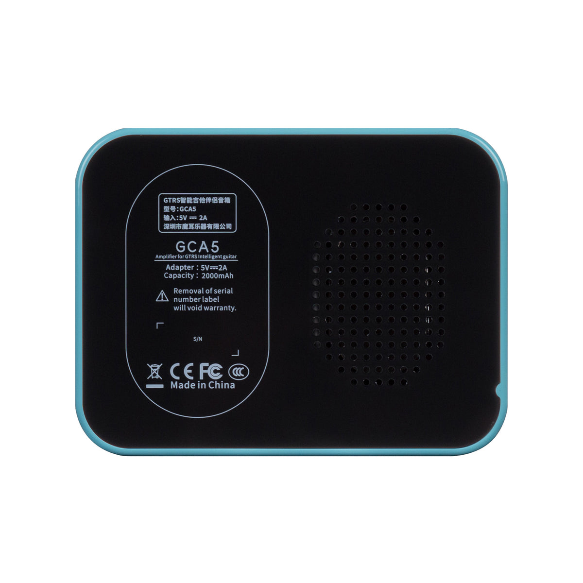 Amplificateur GCA5, 5W, HP 2.2", connexion Bluetooth, entrée Jack 6.35, fonctionne sur batterie, bleu