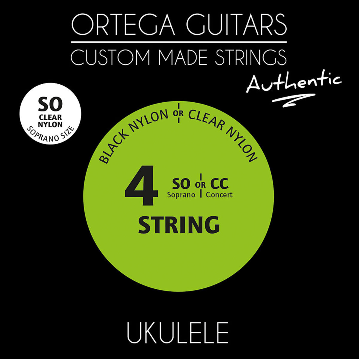 Jeu CUSTOM AUTHENTIC pour ukulélé soprano, nylon transparent