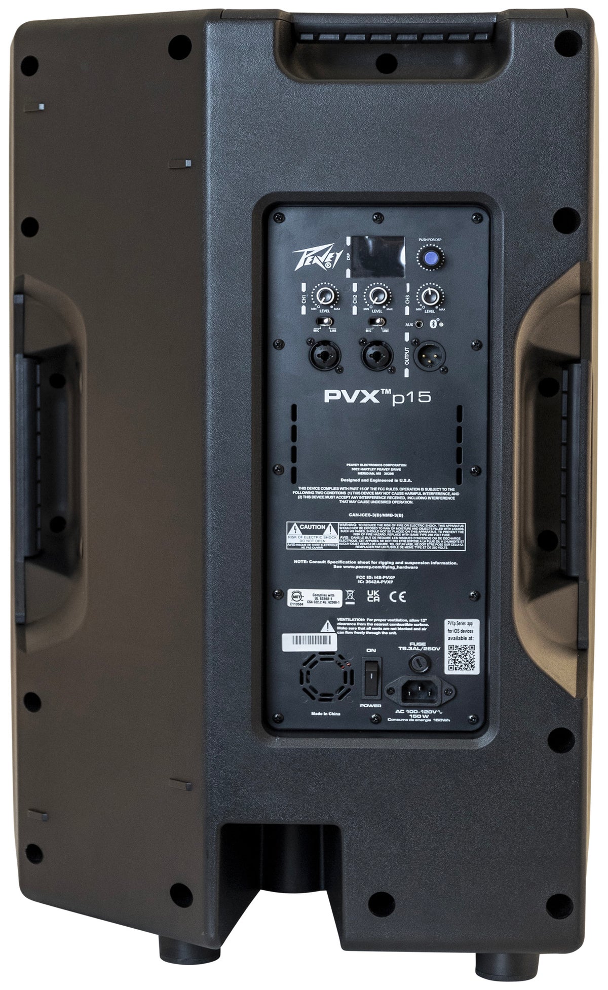 Enceinte bi-amplifiée 980W, 2 voies, 1x Woofer 15", fonction Bluetooth, traitement DSP, entrées XLR/Jack, noir