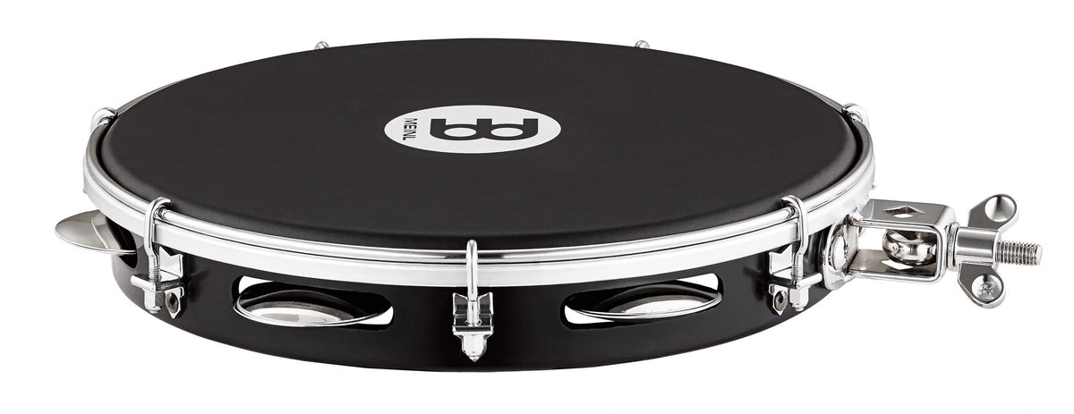 Pandeiros 10", fût ABS, peau Napa remplaçable, accastillage chromé, 1 rangée de cymbalettes chromées, avec attache, noir