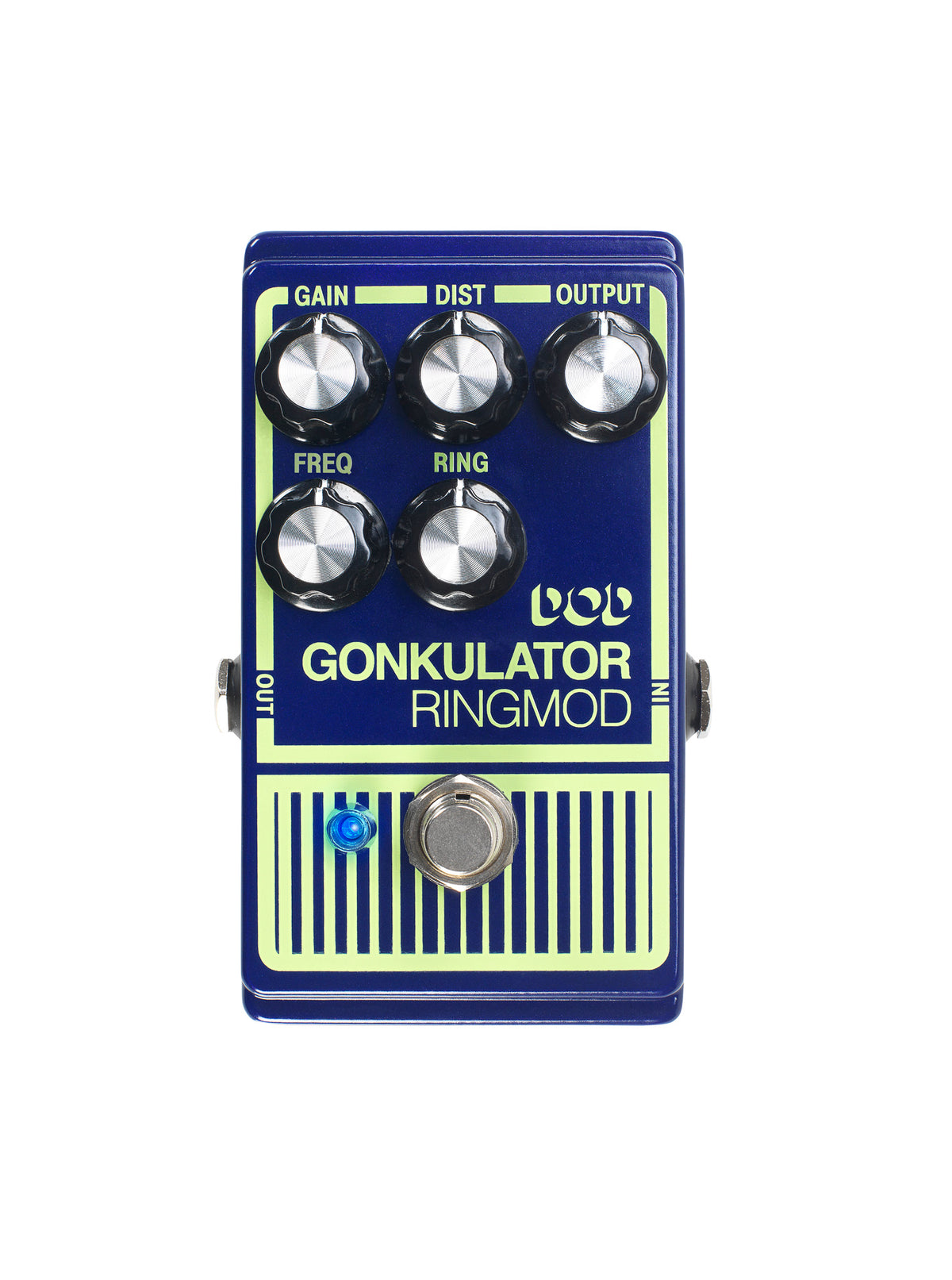Pédale GONKULATOR, ring modulator avec distorsion basé sur le circuit original avec composants actualisés, True Bypass, bleu