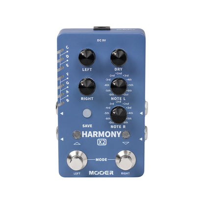 Pédale HARMONY X2, 12 hauteurs différentes, 11 modes harmoniques, boîtier métal, bleu
