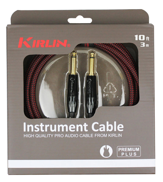 Câble instrument PREMIUM PLUS Jack/Jack, 3 mètres, noir et rouge