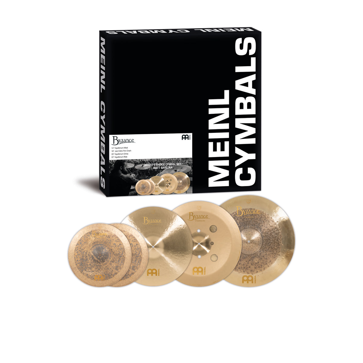 Pack de cymbale Matt Garstka Meinl Byzance Artist's Choice 14"18"20"22" alliage bronze B20 Sablé, Traditional