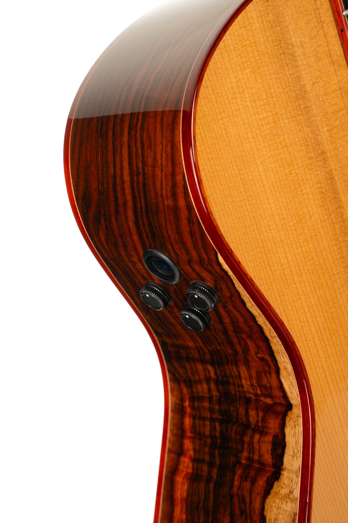 GOLD A10, forme Grand Auditorium, table épicéa Adirondack massif torréfié, f/e cocobolo massif, EQ Fishman, étui, brillant
