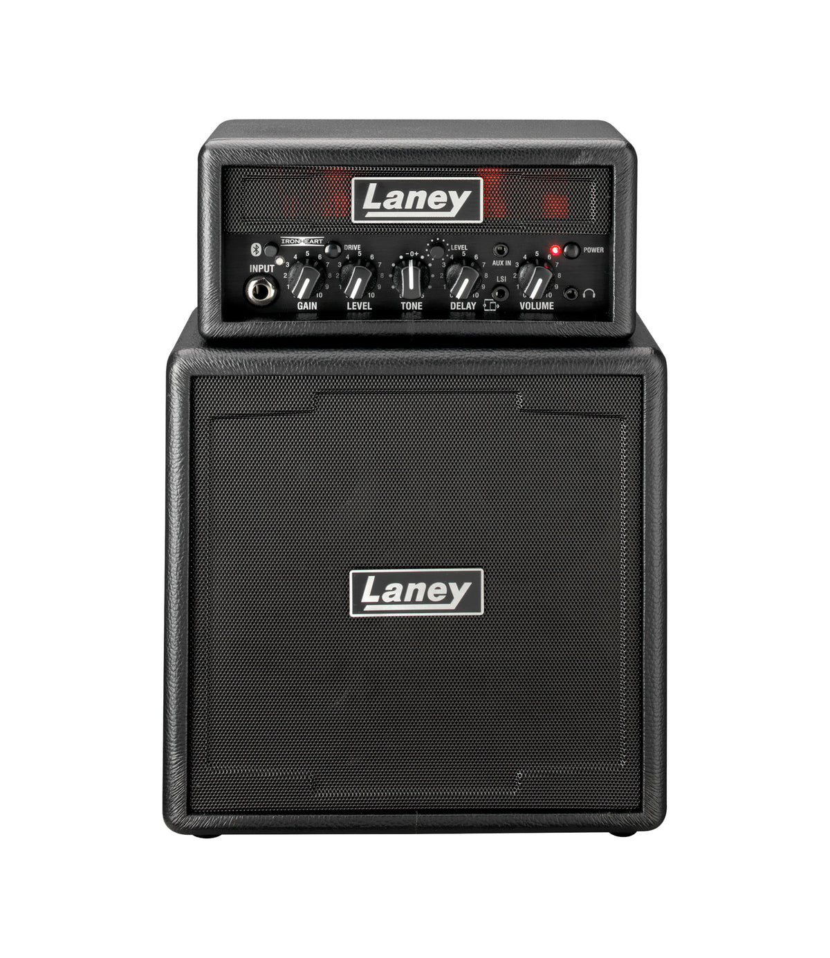 Ampli guitare MINISTACK-B-IRON stéréo 2x 3W, connexion Bluetooth, look Ironheart, 4 x HP 3", 2 canaux, connectique LSI, noir