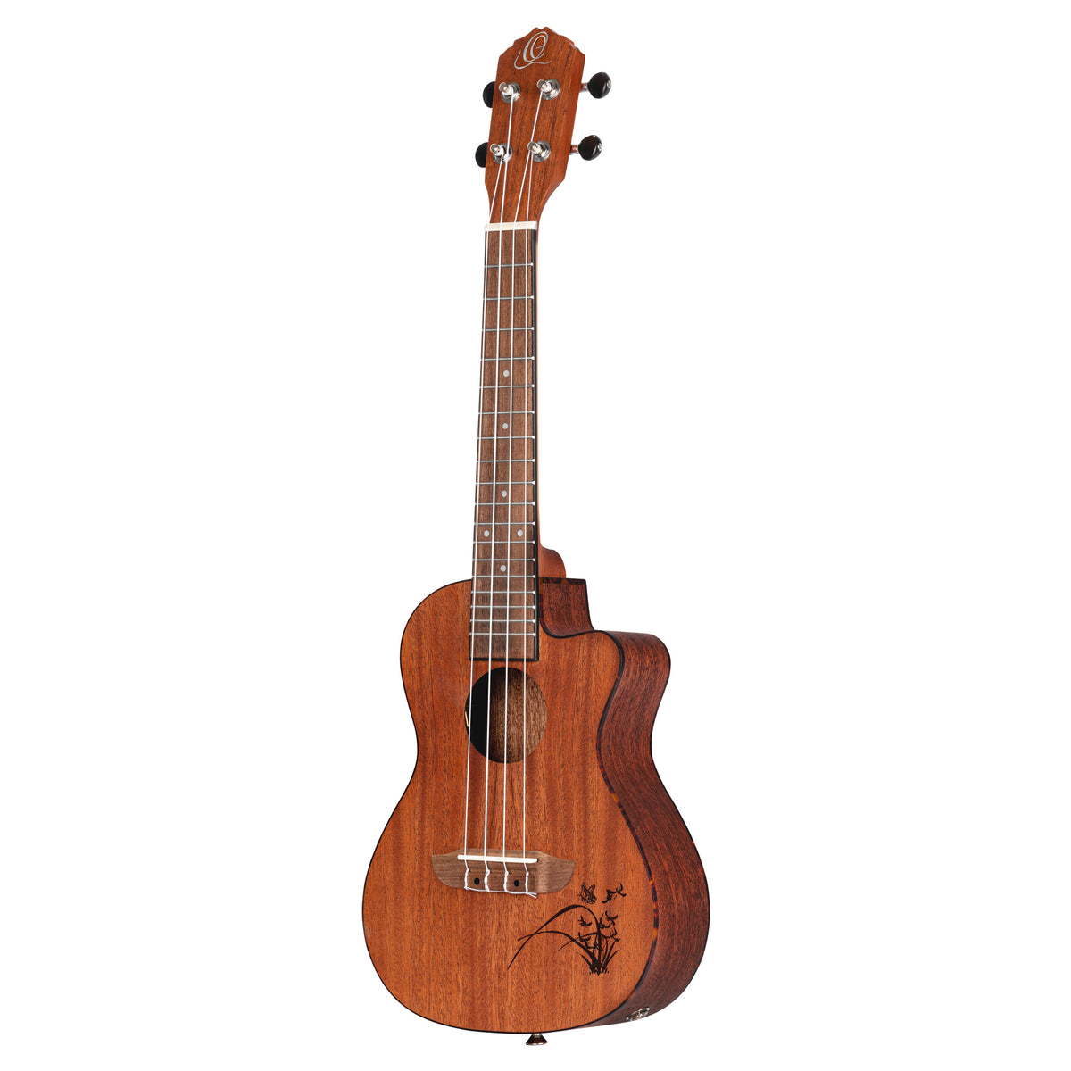 RU5MM-CE, modèle Concert pan coupé, EQ MagusUke, table sapele avec motif, f/e sapele, manche acajou, naturel satiné