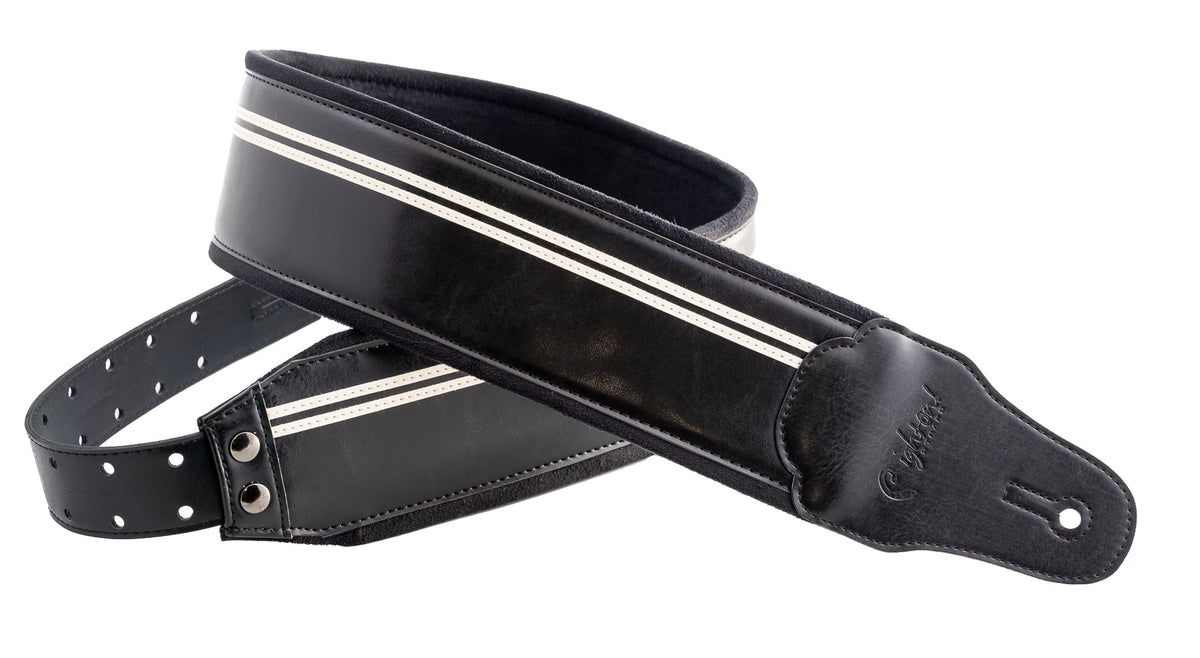 Courroie modèle B-RACE, extérieur synthétique, largeur 8 cm, longueur 98 à 153 cm, porte-médiators intégré, noir