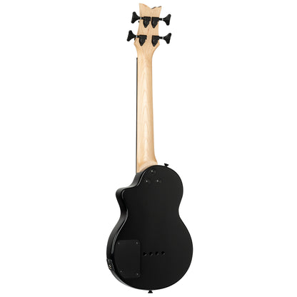 NEO-BS-TGB, modèle Ukebass, pan coupé, EQ MagusExpress, table érable flammé, corps okoumé, manche érable, housse, gris