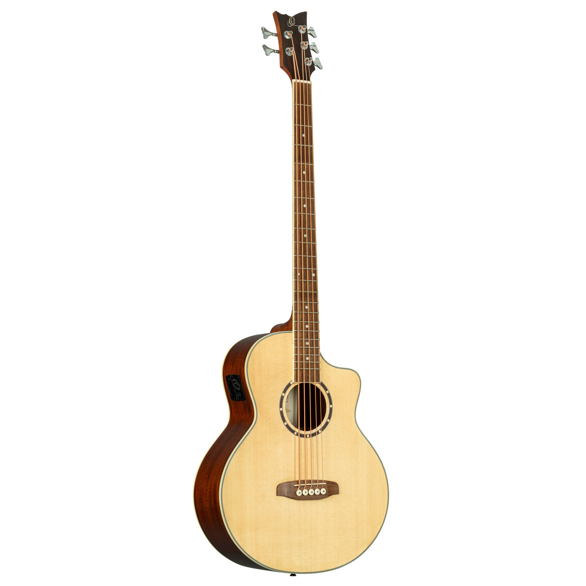 D7CE-5, basse 5 cordes, pan coupé, EQ Ortega MagusPro, table épicéa, f/e acajou, manche acajou, naturel satiné