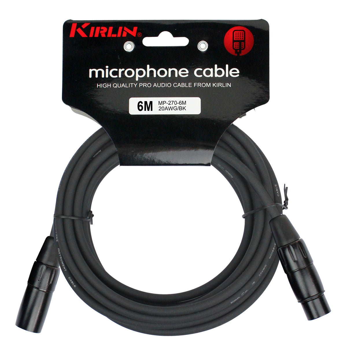 Câble micro MEDIUM XLR mâle/XLR femelle, 6 mètres, noir