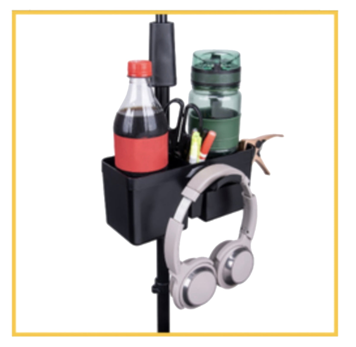 Support pour boissons et casque, se fixe sur un pied