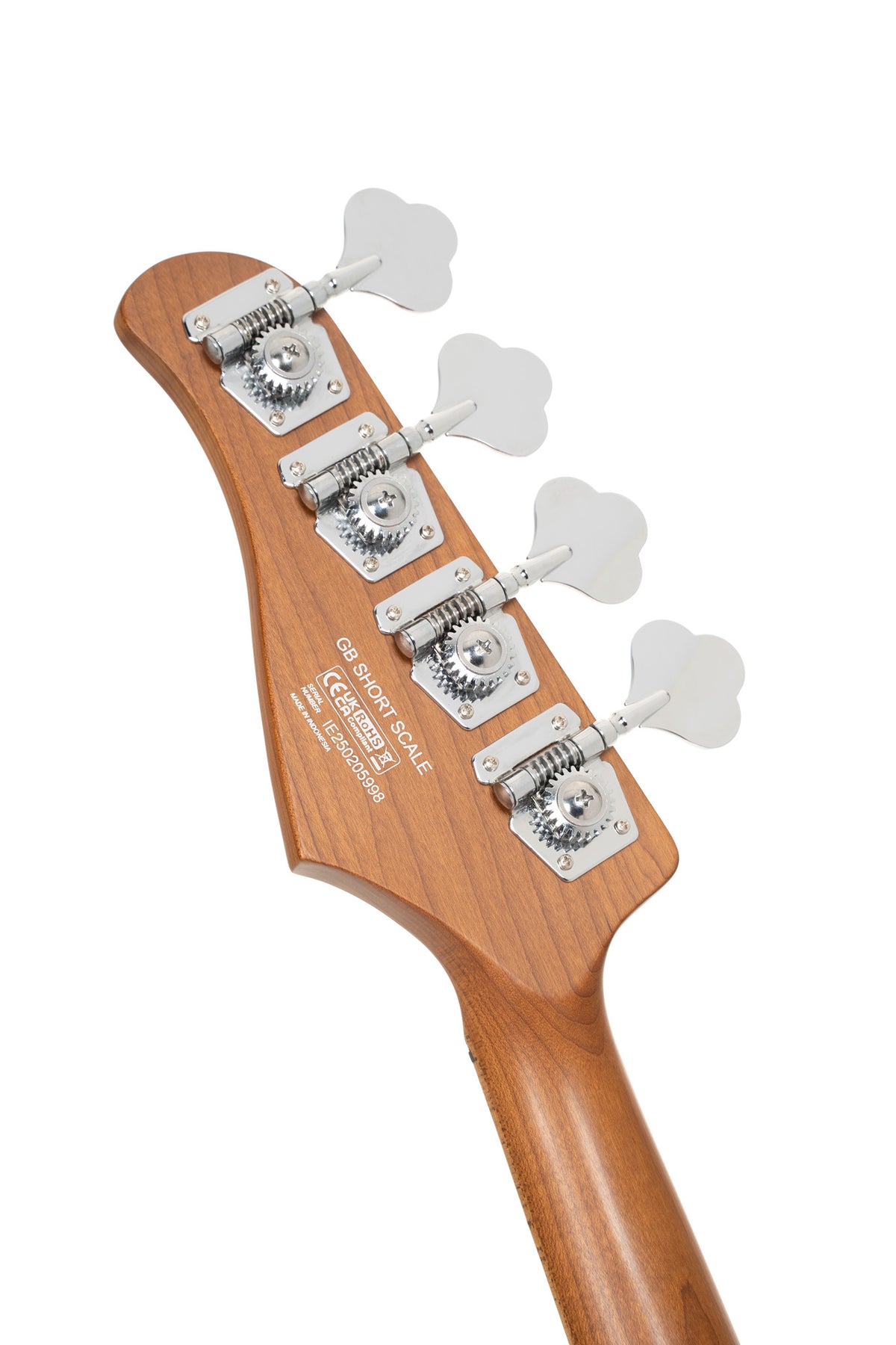 GB-SC4, basse short scale 4 cordes, corps peuplier, humbucker Cort Powersound, préampli Markbass MB-1, yellow crush
