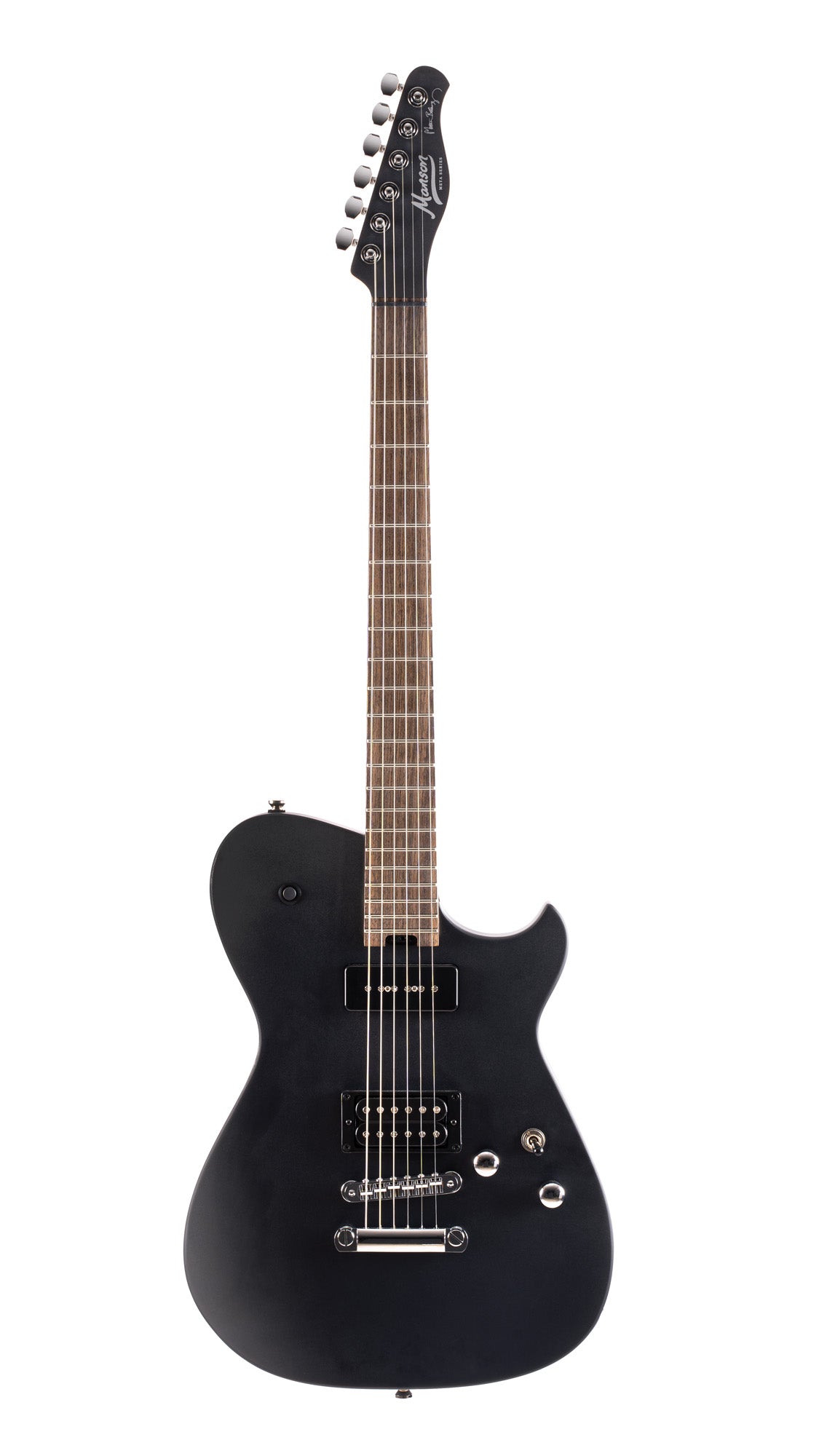 MBM-2P, signature Matt Bellamy, corps tilleul, manche érable, micros Manson & P90,"Kill" bouton, noir satiné