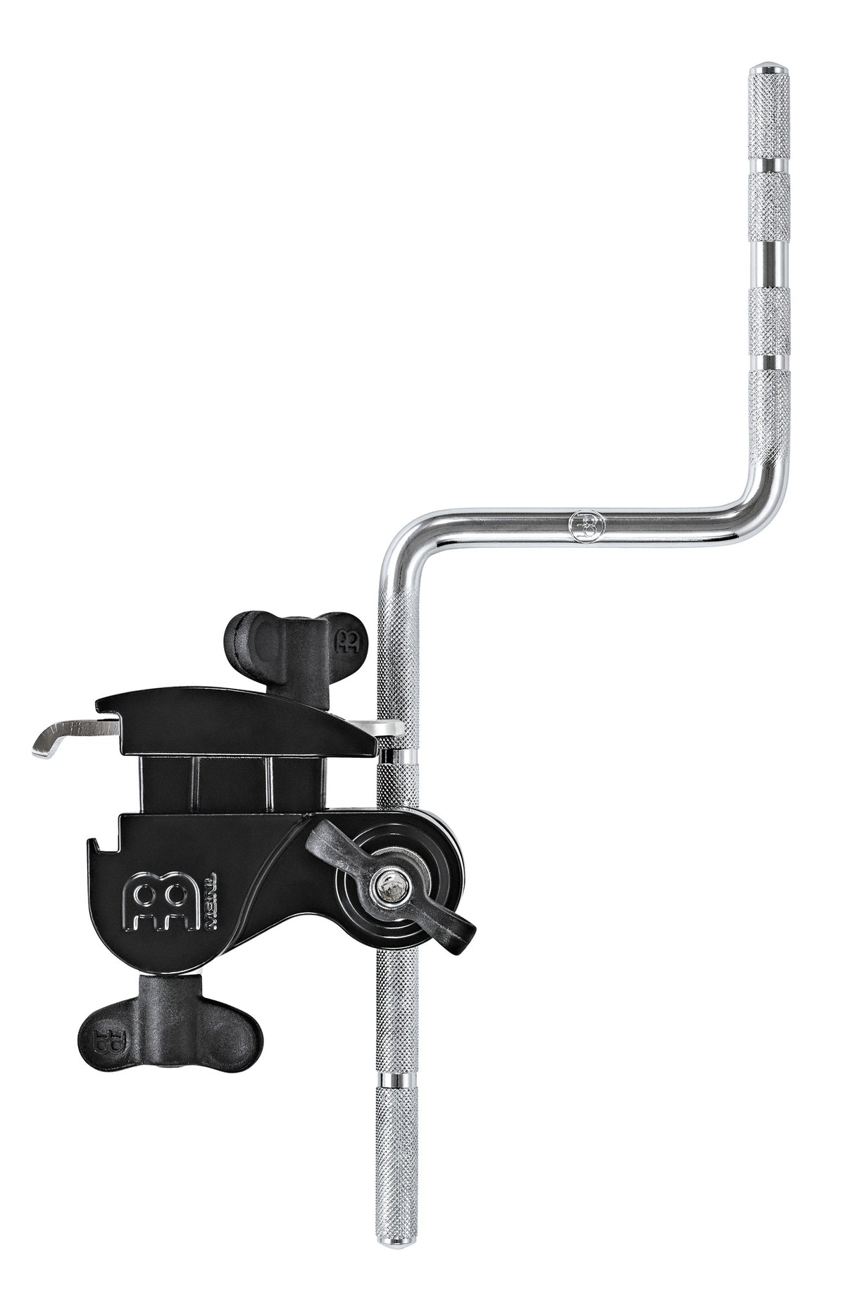 ATTACHE MEINL  SUR CERCLE + TIGE EN Z, ACIER MOULE, NOIR POUDRE, 360° DE ROTATION 3/8