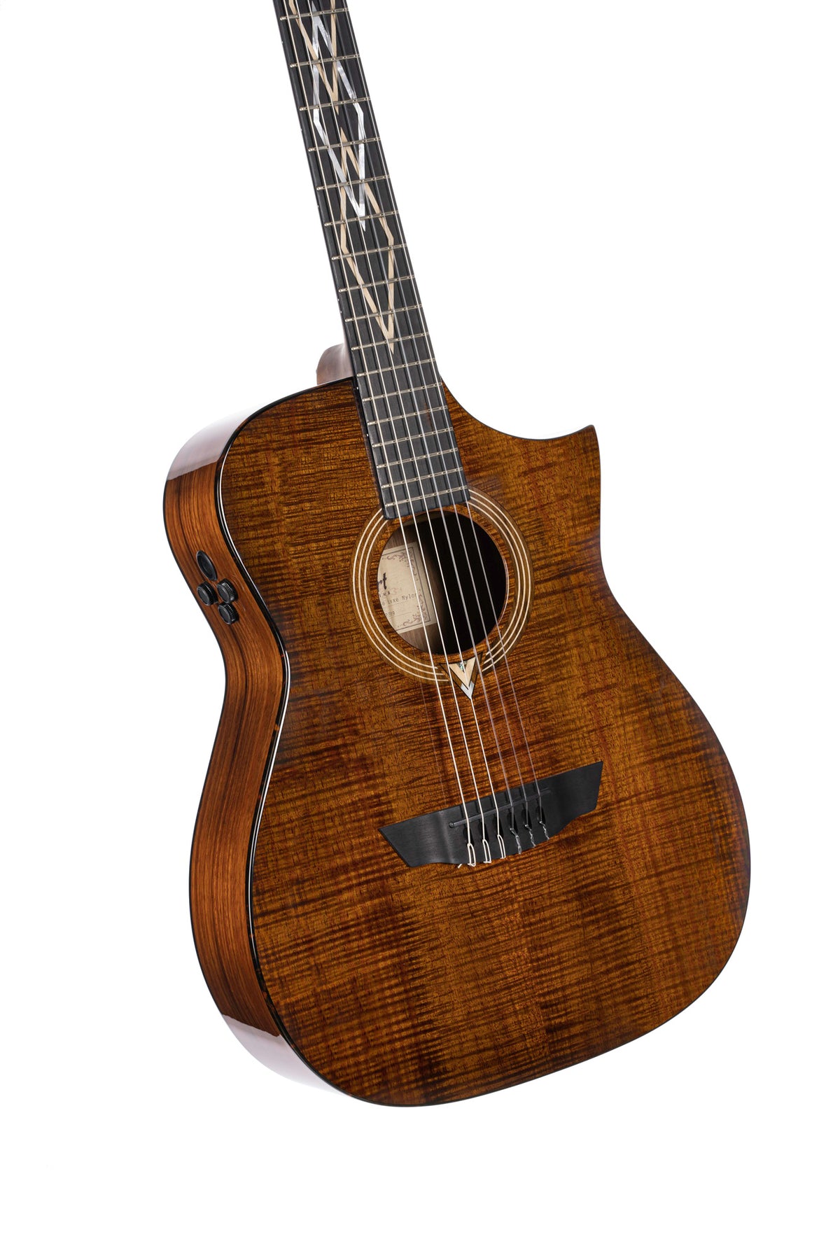 LUXE NYLON, Frank Gambale Signature, forme Concert, table blackwood massif, f/e blackwood massif, EQ Fishman, naturel brillant