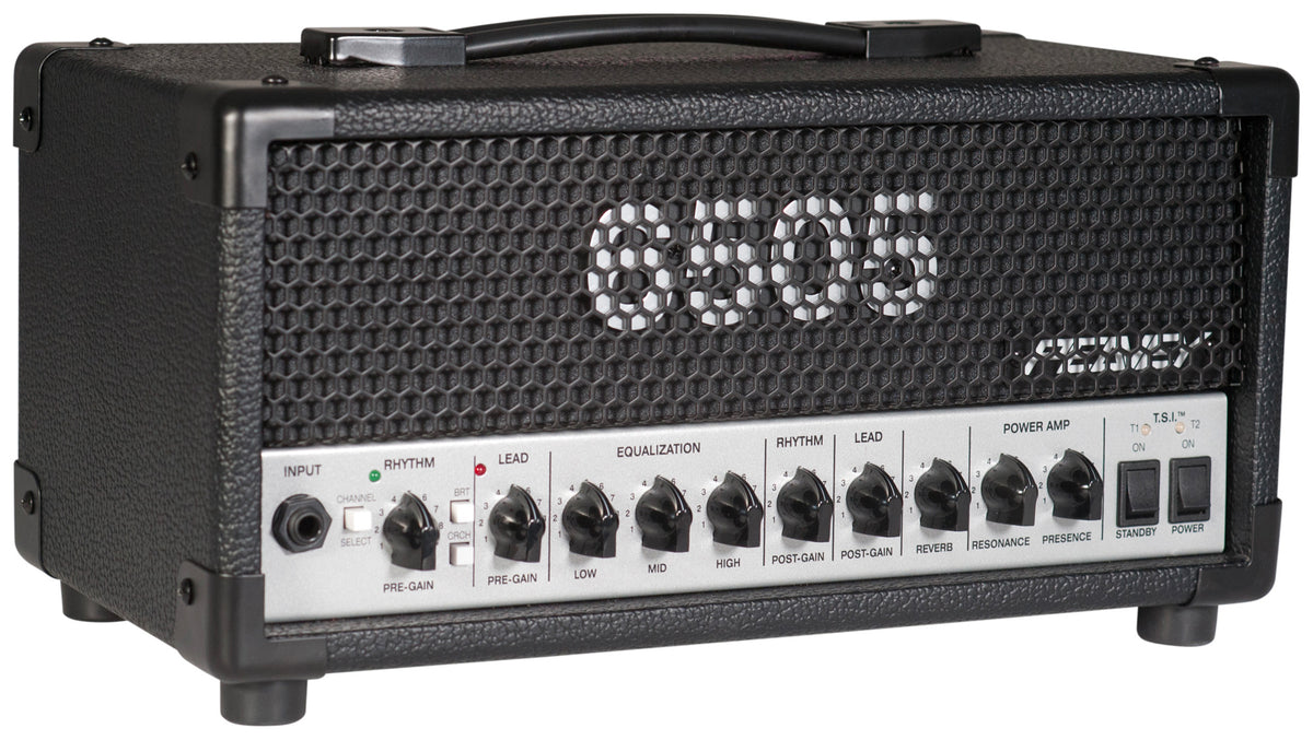 Tête amplifiée à lampes compact 20W, 2 canaux, EQ 3 bandes, Reverb, pédalier inclus, sortie DI, sortie casque, finition noir