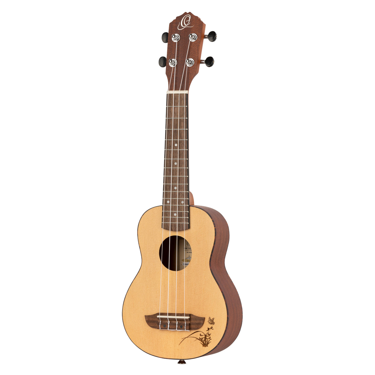 RU5SO, modèle Soprano, table épicéa avec motif, fond & éclisses sapele, manche acajou, naturel satiné