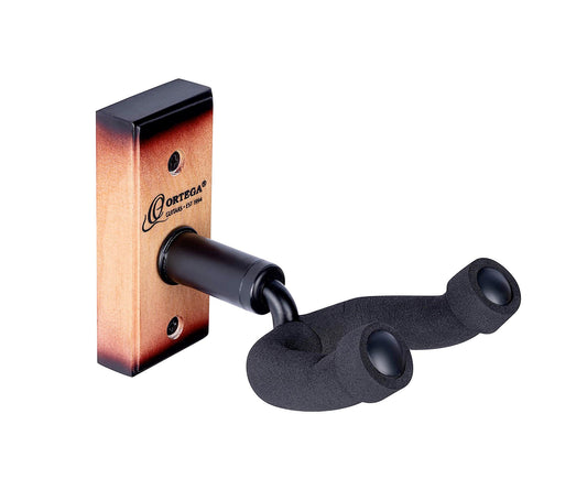Support mural pour guitare et basse, embase bois, fixation par 2 vis, étrier recouvert de mousse, tobacco sunburst