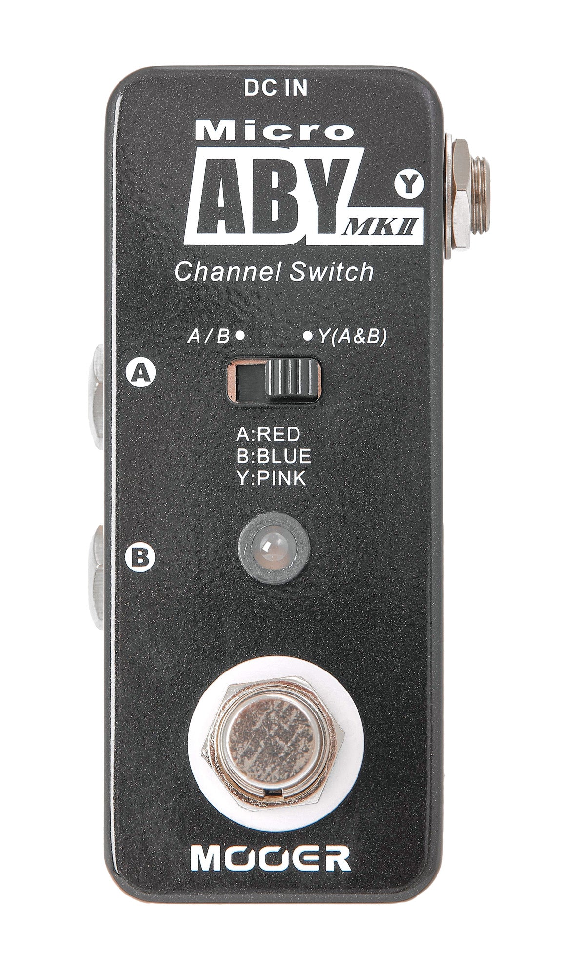 Pédale MICRO ABY MKII, boite AB/Y, boîtier métal, true bypass, noir