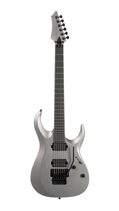 X500 Menace, corps acajou, table érable massif, manche collé 7 pièces, touche ébène, vibrato Floyd Rose, micros Seymour, gris