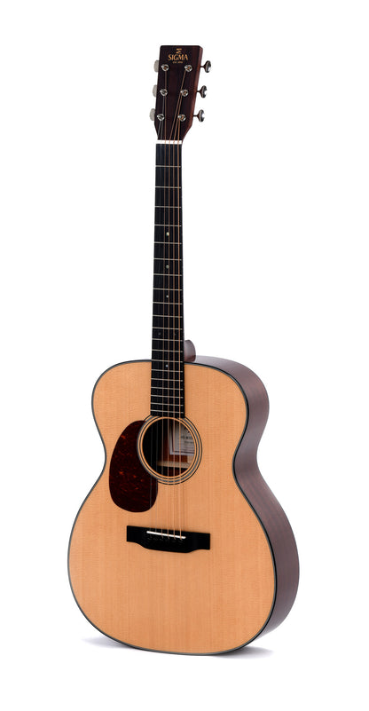 Modèle 000M-18L, Forme 000, table épicéa massif, f/e acajou, touche micarta, soft case, naturel brillant, gaucher