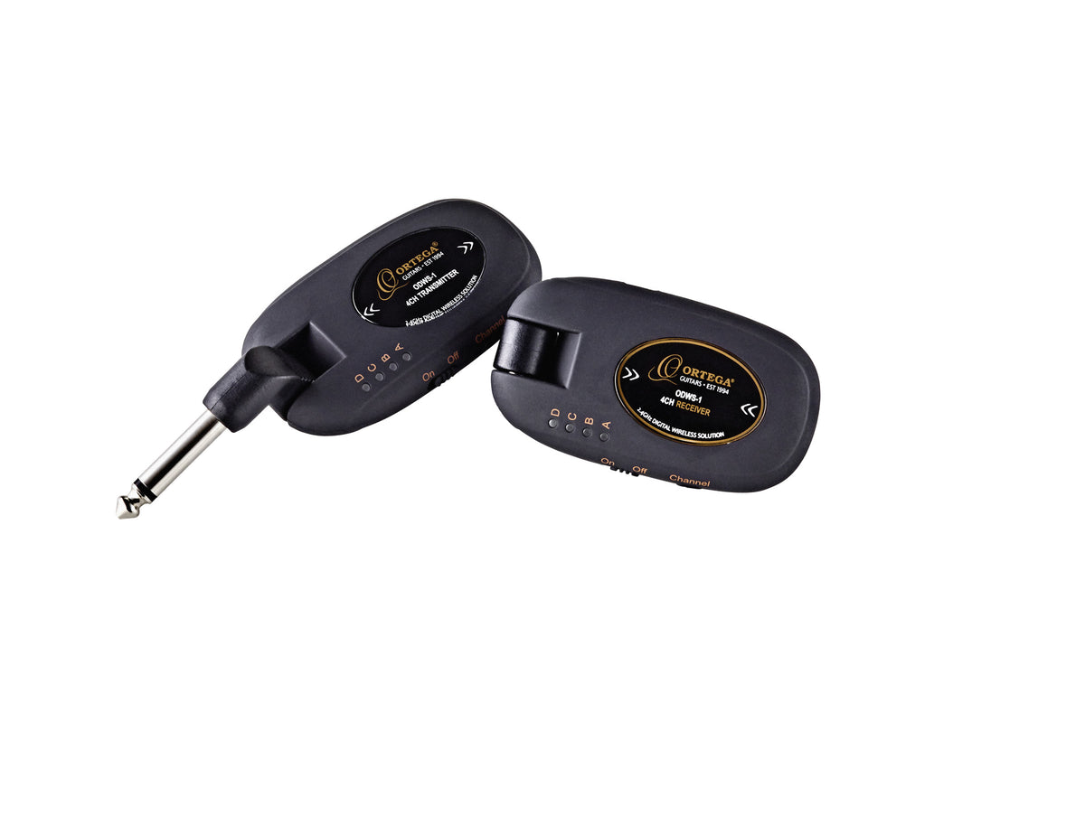 Système sans-fil pour guitare 4 canaux, émetteur et récepteur rechargeables, bande de fréquence 2.4 GHz, noir