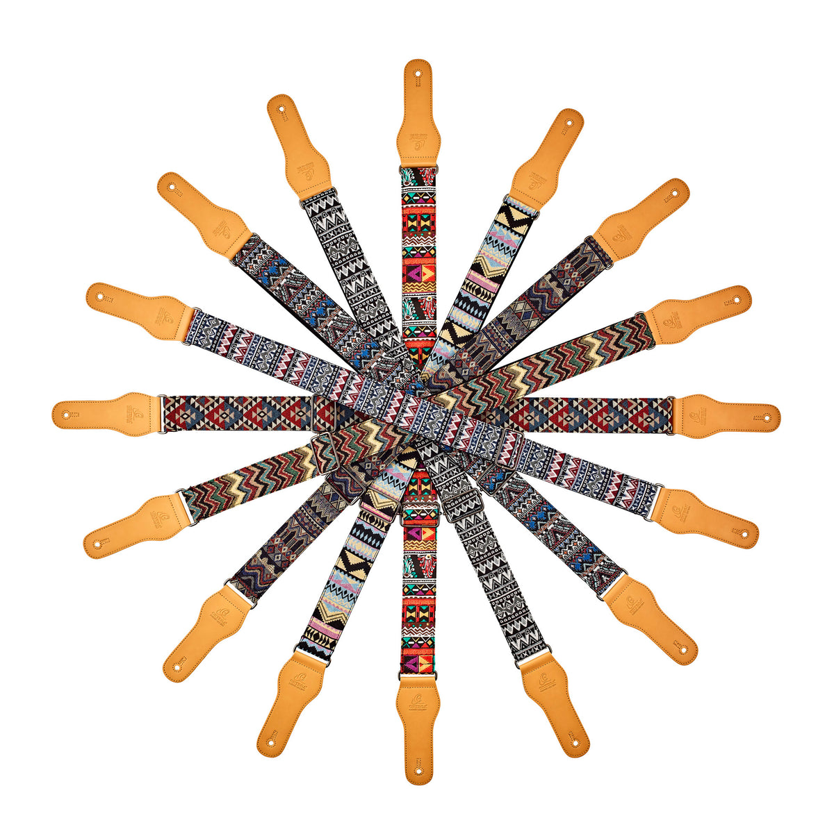 Courroie guitare, 100% coton, extrémités simili cuir, largeur 4.9 cm, longueur jusqu'à 158 cm, african dance